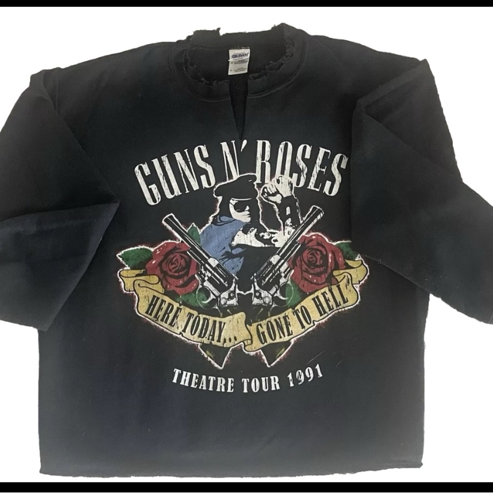 Boutique Guns 'N Roses And Destroyed Rips Sweatshirt Gildan